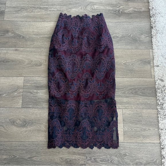 Sandro Paris Lace Pattern Midi Length Skirt - Picture 3 of 7